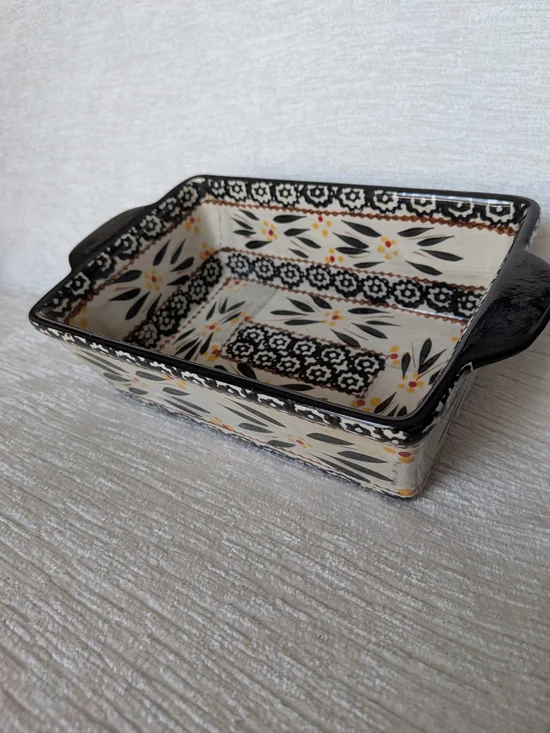 Presentable Ovenware By Tara Ceramic Baking Dish in Old World Black Hand Painted