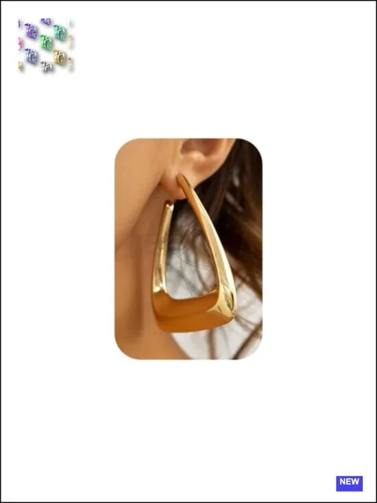 Gold Hollow Triangle Drop Dangle Earrings Stud Hip Hop Jewelry Gift