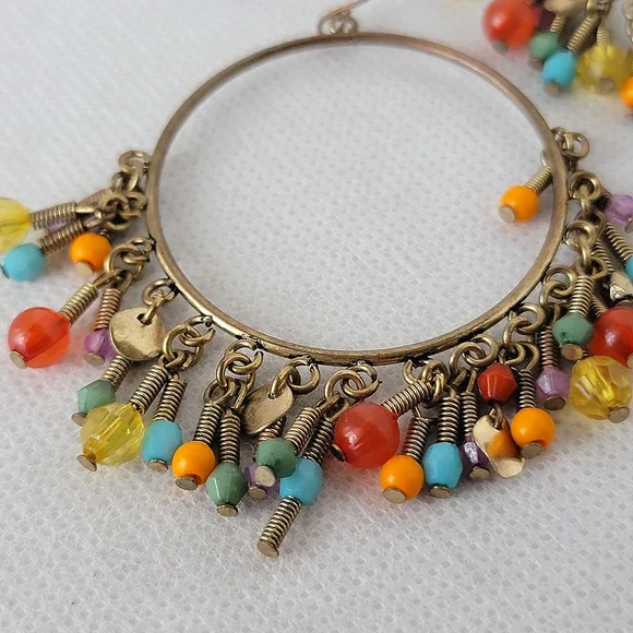 Boho Beaded Hoop Earrings Y2k 90s