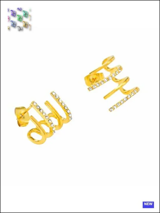 18K Gold Plated Stainless Steel Hoop Earrings with Cubic Zirconia Huggie Hoops