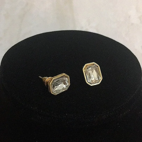 Elongated Octogon diamond earrings