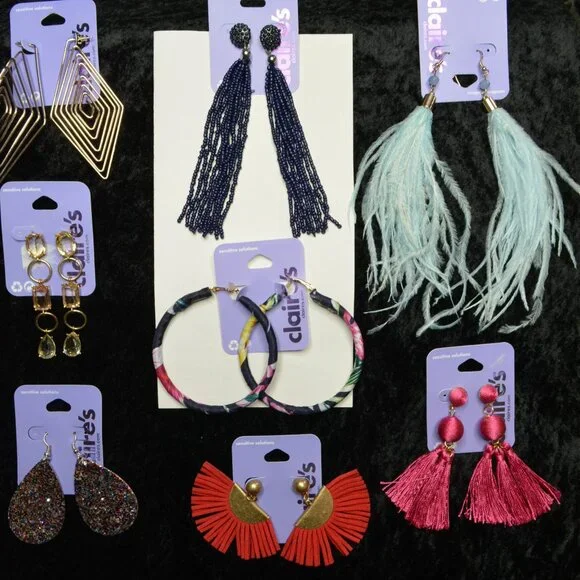 Lot of New Claire's Icing Sensitive Hypoallergenic Big Statement Dangle Earrings