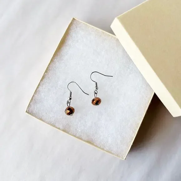 Bronze Mini Bead Earrings Dangle Drop Handmade Jewelry TT6