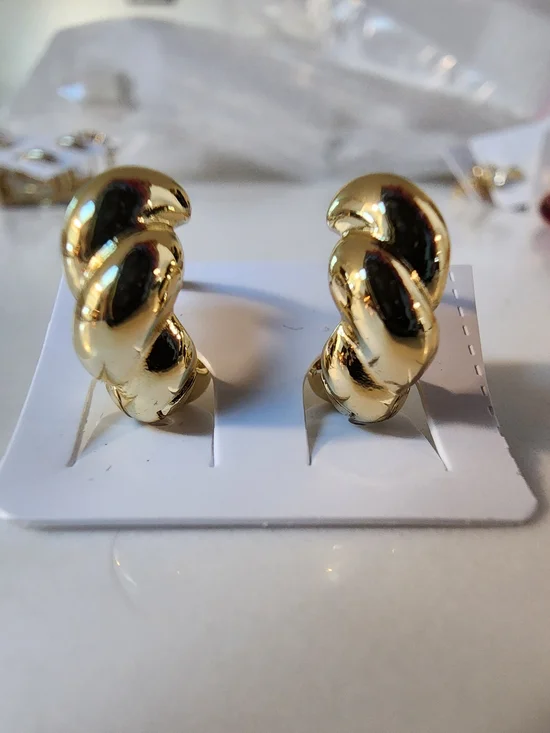 Gold-Tone Twisted Huggie Hoop Earrings - Women Jewelry