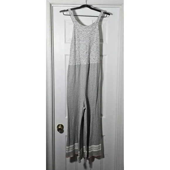 Free People‎ Movement Baseline Jumpsuit Ribbed Knit Wide Leg Racerback Size M
