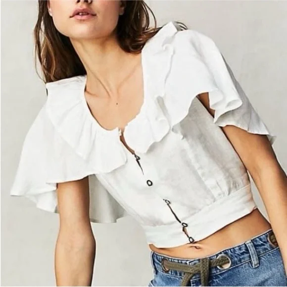 Free People We The Free Sweet Times Linen Top NEW