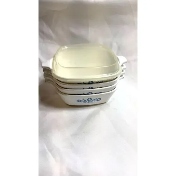 Corning Ware Vintage 4 Petite Pan Casserole Dishes Iconic Blue Cornflower Patter