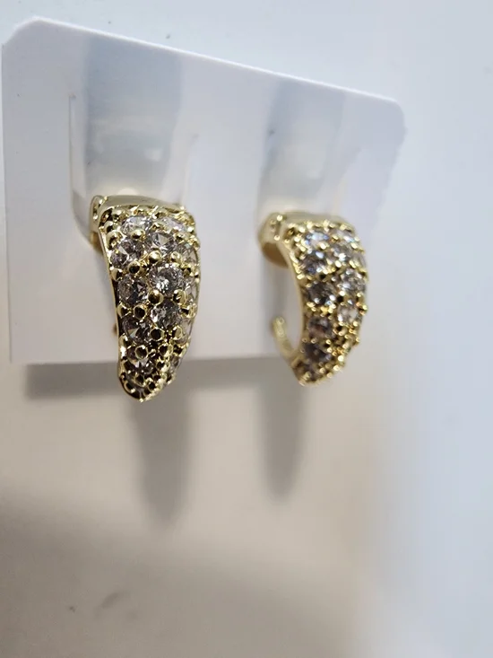 14k Gold Plated  Pavé Huggie Earrings - Elegant Women's Jewelry