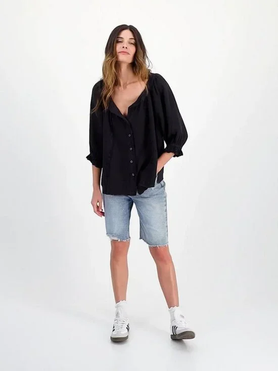 Free People We The Free Lucy Solid Swing Top Buttondown Gauze XL