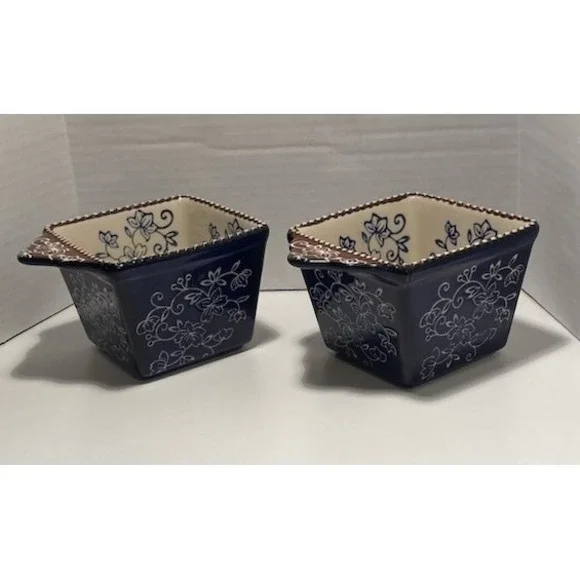 Temp-tations Old World Blue Floral Square Baking Dishes Set of‎ 2 Ovenware