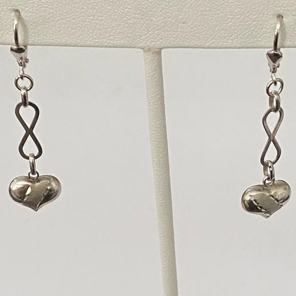 🤍925 Sterling silver heart infinity hoop earrings