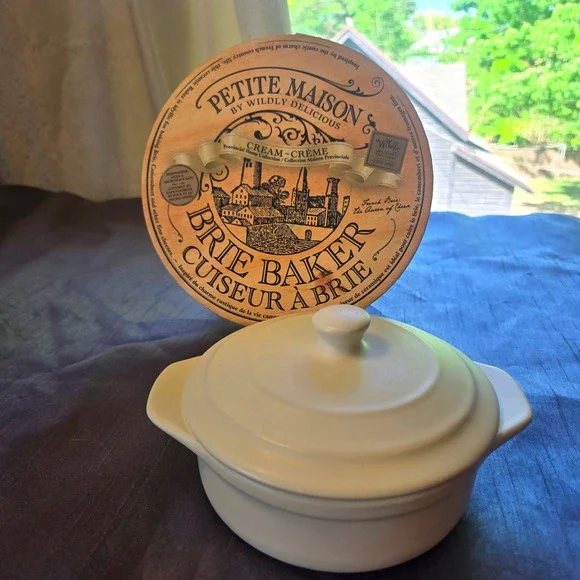 Petite Maison Wildly Delicious Cream Ceramic Brie Baker with Lid Provincial Home