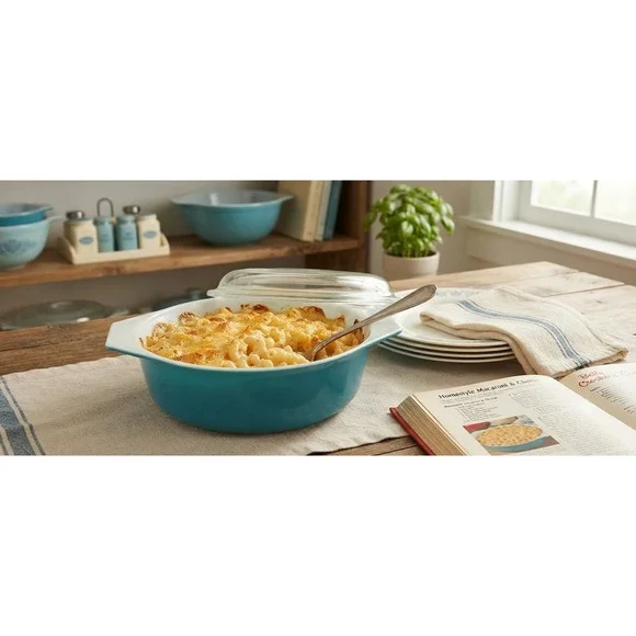 Pyrex 043 Turquoise Blue 1.5 Qt Oval Casserole Dish Vintage USA Ovenware