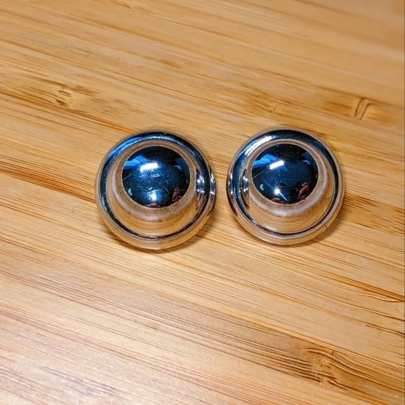 Monet Classic Round Silver Clip On Earrings