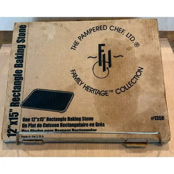 Pampered Chef Family Heritage 12x15 Rectangular Baking Stone 1350 Rack Box