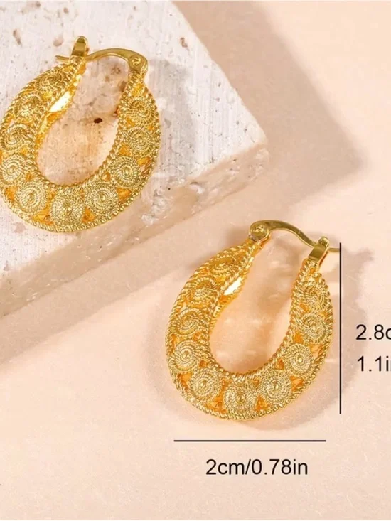 Gold Filigree Hoop Earrings - Elegant Women Jewelry