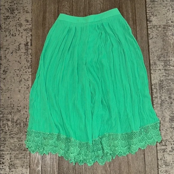 Free People Gaucho Jade Green Pleated Wide Leg Pants