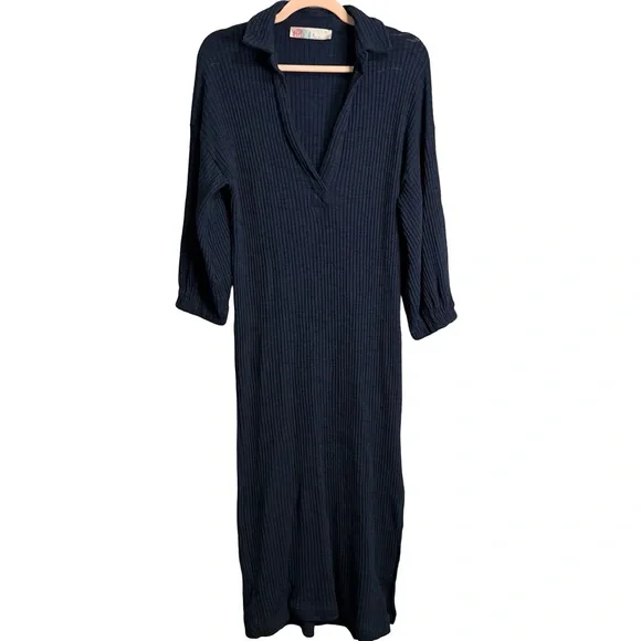 Free People Beach Pacific navy blue ribbed cotton maxi dress. Size XS.‎
