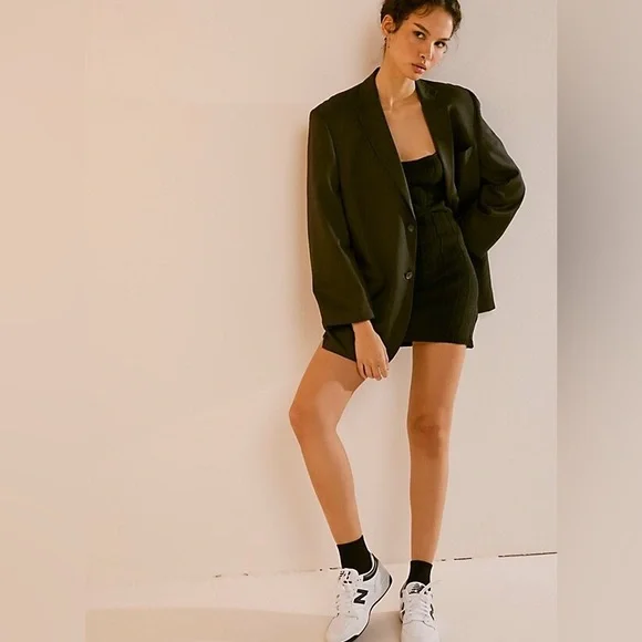 Free People Black Mini Dress with Blazer Look