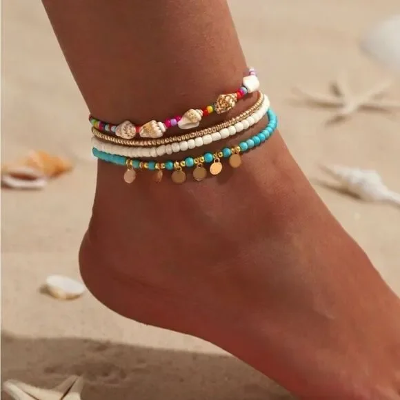 Colorful Beaded Anklet Set R205