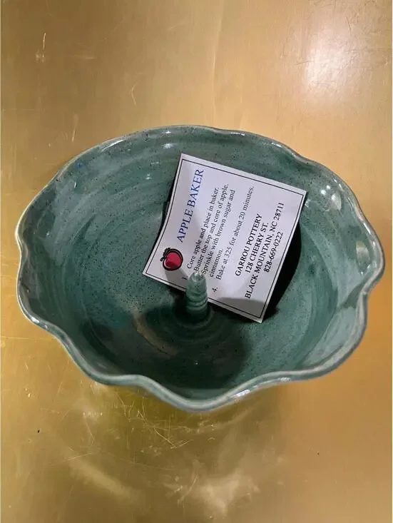 Garrou Pottery Apple Baker in Green Ceramic