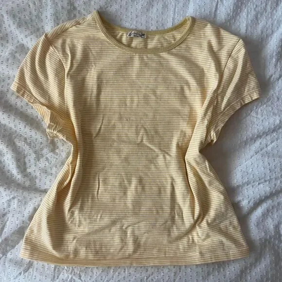 free people yellow striped cropped top size large
