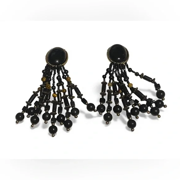 Vintage Costume Dangling Bead Clip on Earrings #5055 💎