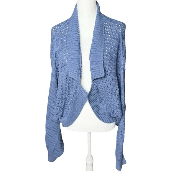 Free‎ People We The Free Blue Gulf Knit Cardigan XL Organic Cotton NWT