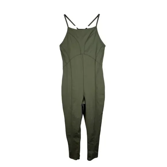 Free‎ People Movement Side To Side Performance Jumpsuit Size Medium Olive Green