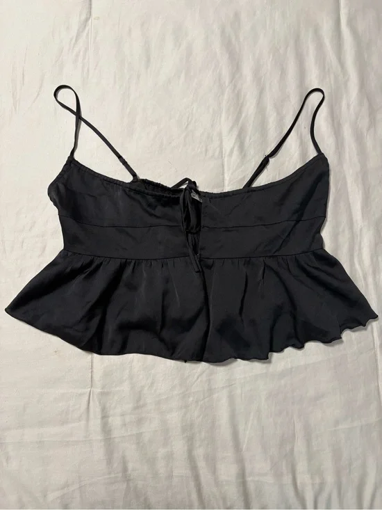 Free People Black Peplum Crop Top