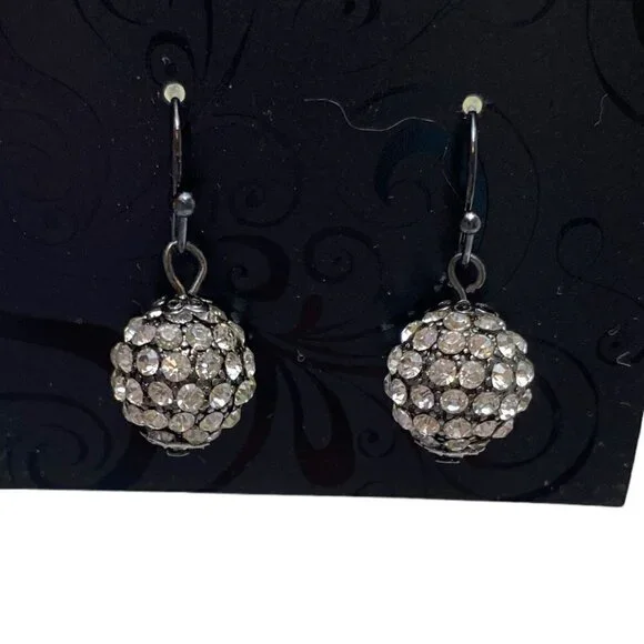Ball Drop Earrings Black Clear