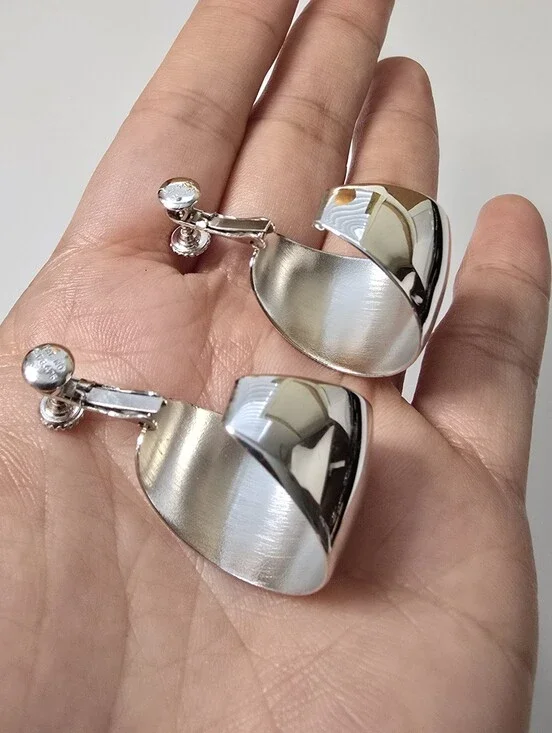 Napier Polished Silver-Tone Sculptural Clip-On Earrings
