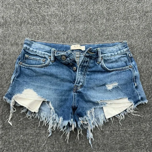 We The Free People Jean Shorts Women 26 Loving Good Vibrations Cutoff Denim