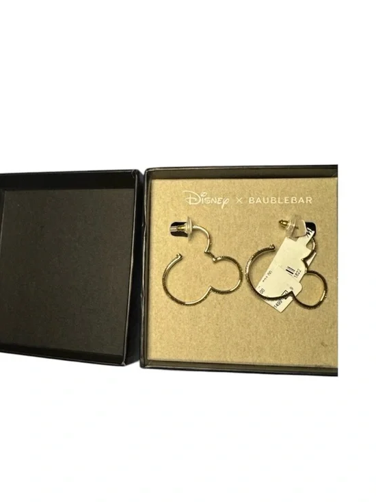 Disney x Baublebar Mickey Mouse Outline Gold Hoop Crystal Earrings