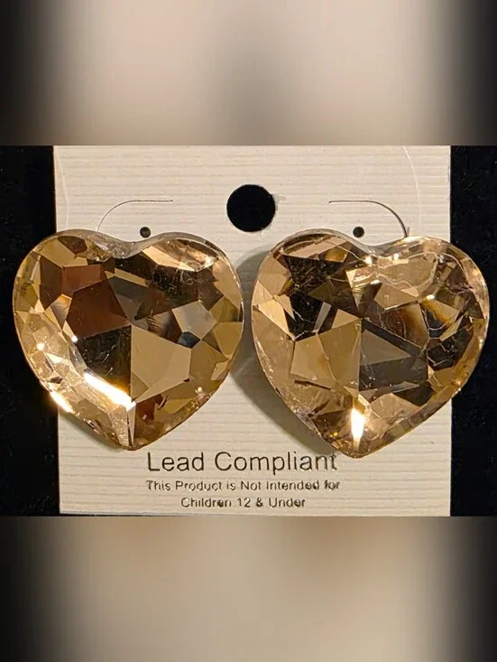 2 Pairs Of Crystal Heart Earrings