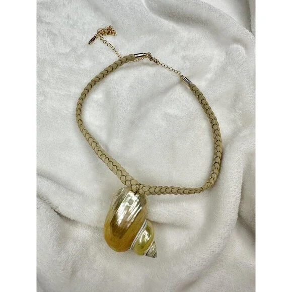 NEW Free People Sara Shell Choker Gold Neutral Beach Bohemian Suede Shiny Summer