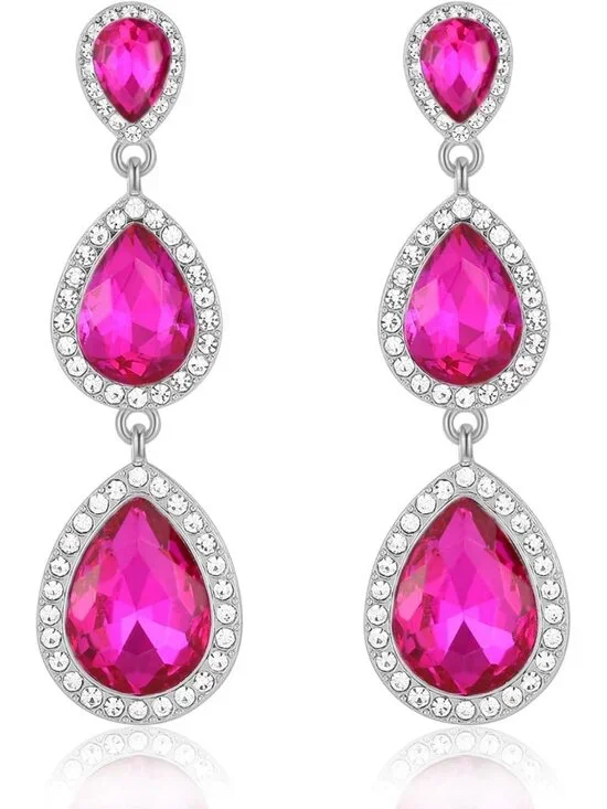 Glam Vintage Rhinestone Teardrop Dangle Earrings | Crystal Chandelier for