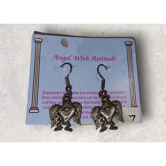 Vintage TAZ Tasmanian Devil Earrings 1995 Warner Bros Looney Tunes Pewter