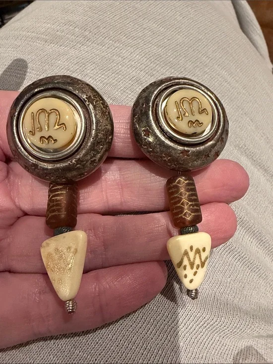 Vtg Art Deco 80s Clip Earrings