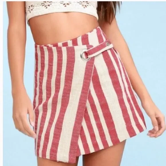 Free People It’s A Wrap Striped Mini Skirt Size Small