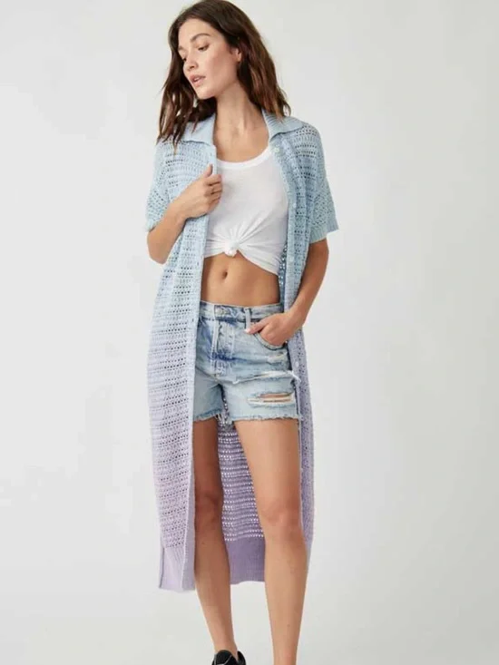 Free People Care Alicia Crochet Ombré Cardigan