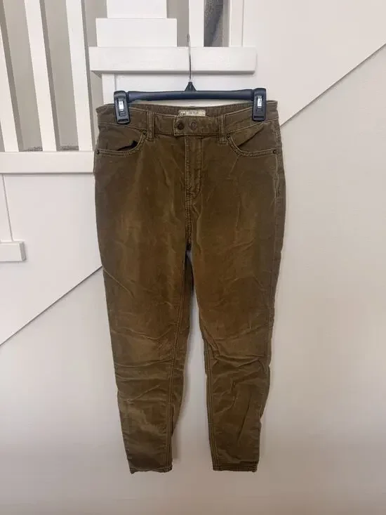 Free People Womens Brown Corduroy Mid-Rise Skinny Pants Size 26, 26