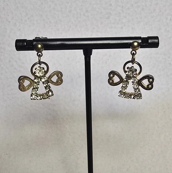 Charming Gold Angel Earrings with Crystal Details