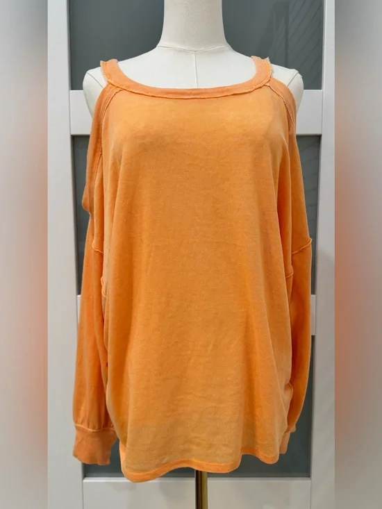 NWT Free People We The Free Tangerine Cold Shoulder Top M
