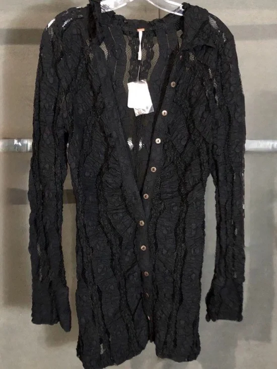 NWT Free People Sheer Lace Button-Front Boho Cardigan/Dress/Blouse. Size S