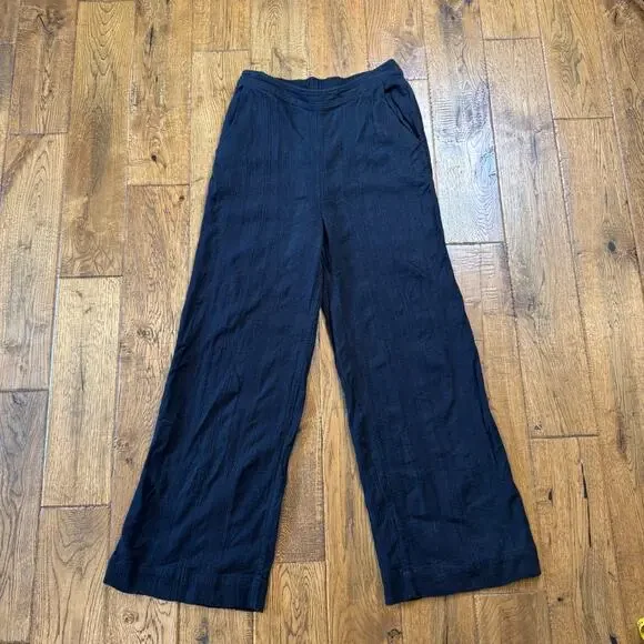 Free People Wide Leg Linen Blend Pants Women's S Beach Coastal Resort Boho Black