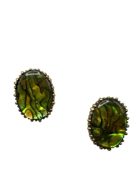 Vintage Ciner Abalone Clip Earrings
