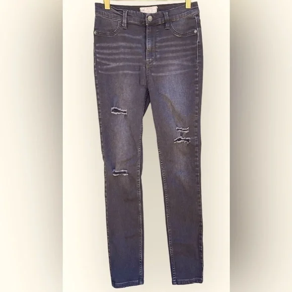 Free People Distressed Black Skinny Jeans