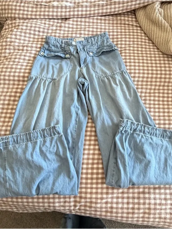 Free People Light Blue Wide Leg Jeans