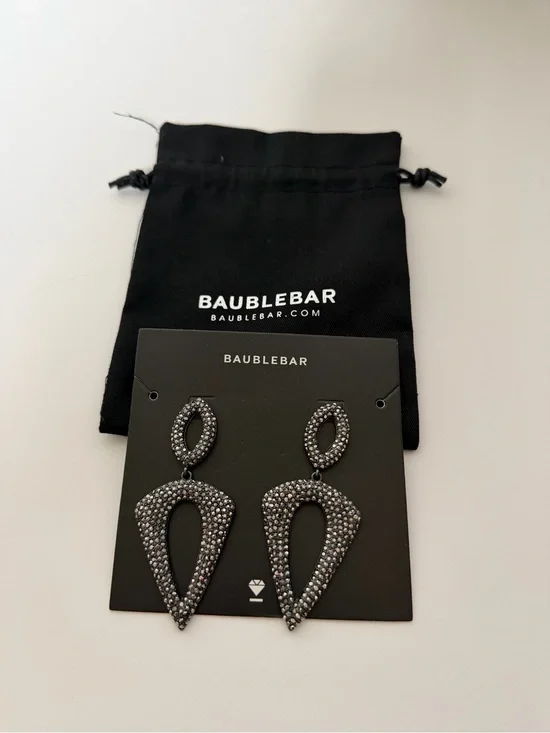 BaubleBar Hematite Crystal Pavé Odyssey Drop Earrings